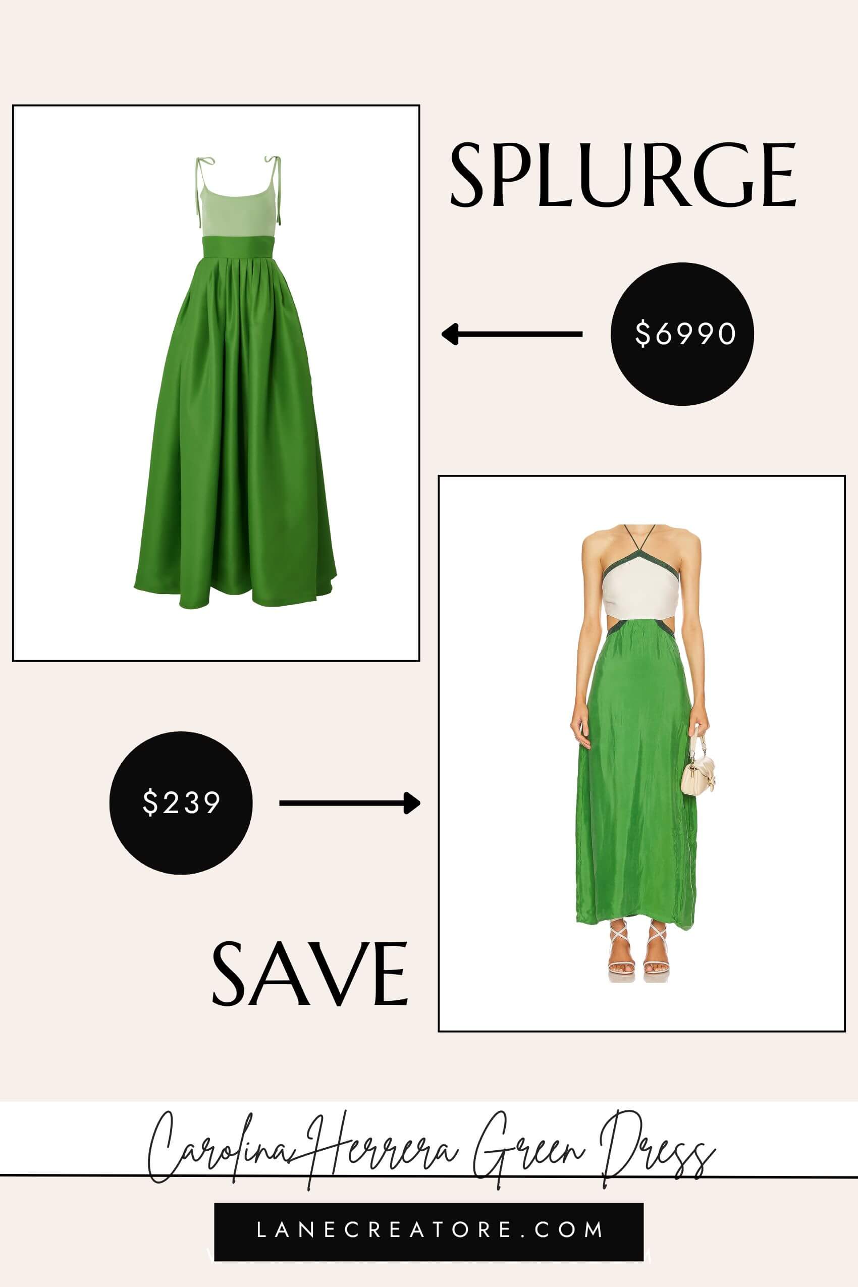 carolina herrera green dress dupe