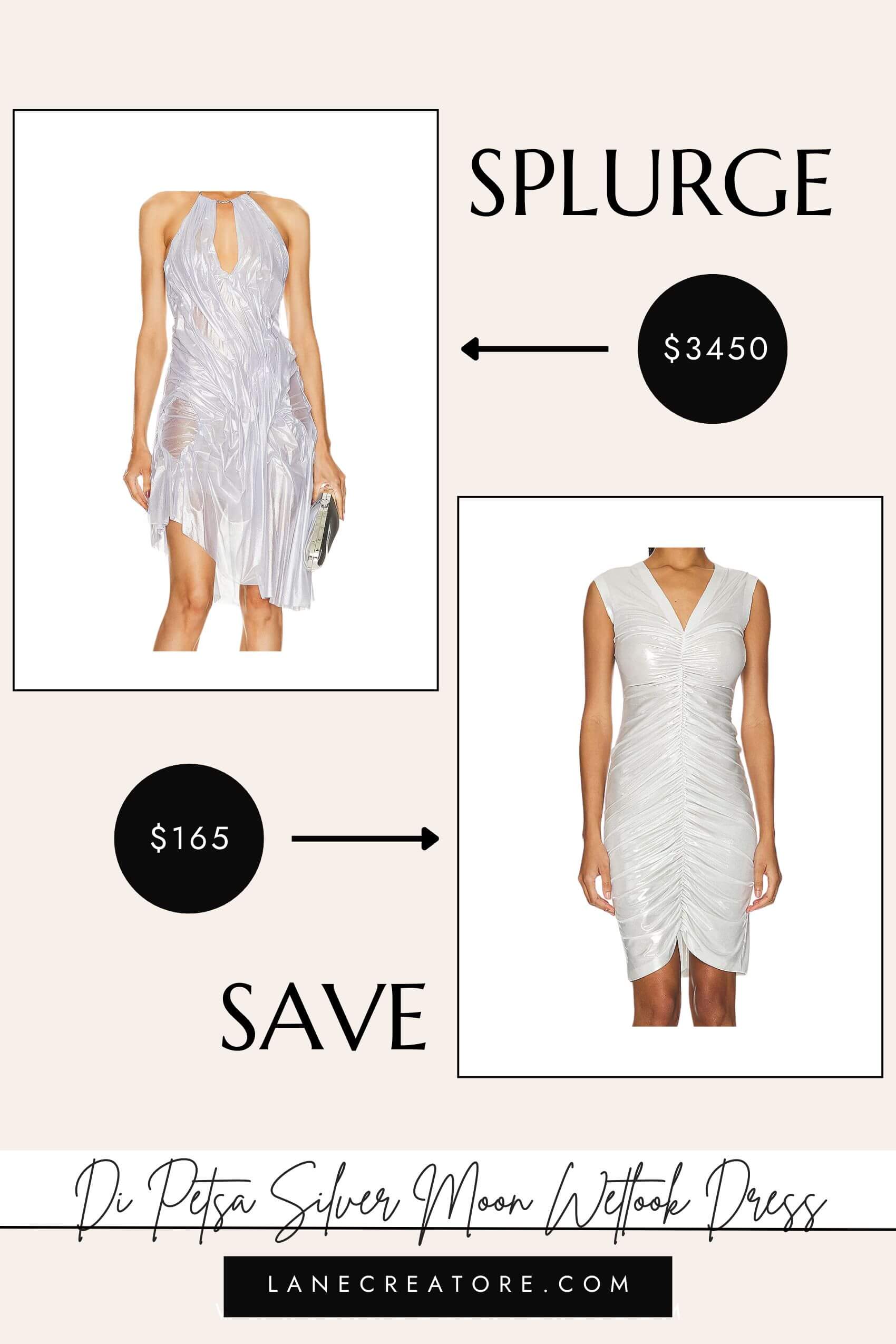 di petsa wetlook silver mini dress dupe