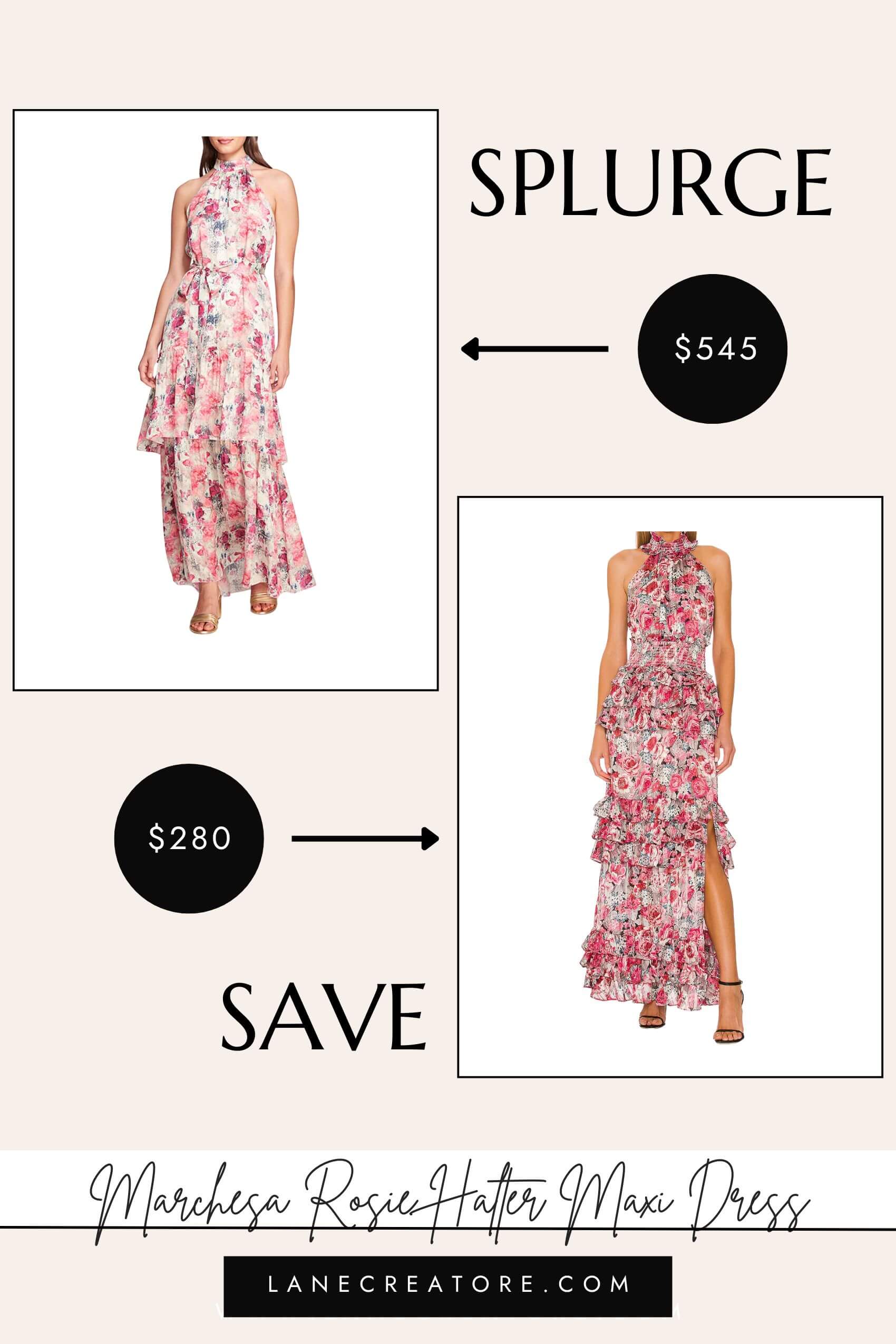 marchesa halter floral dress dupe