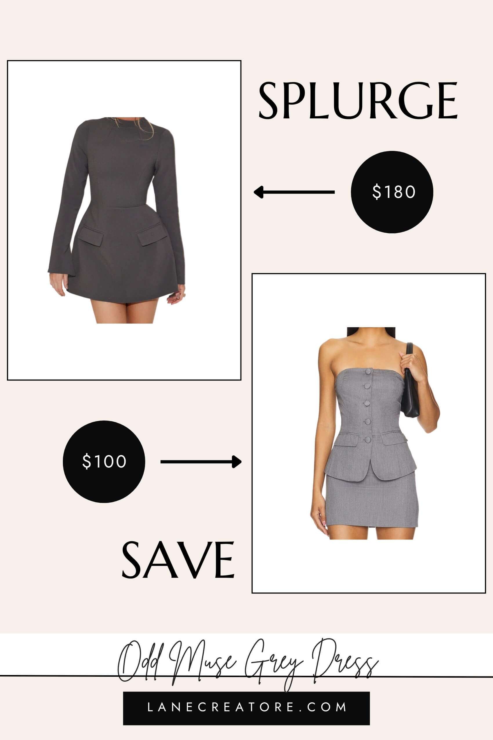 odd muse grey dress dupe