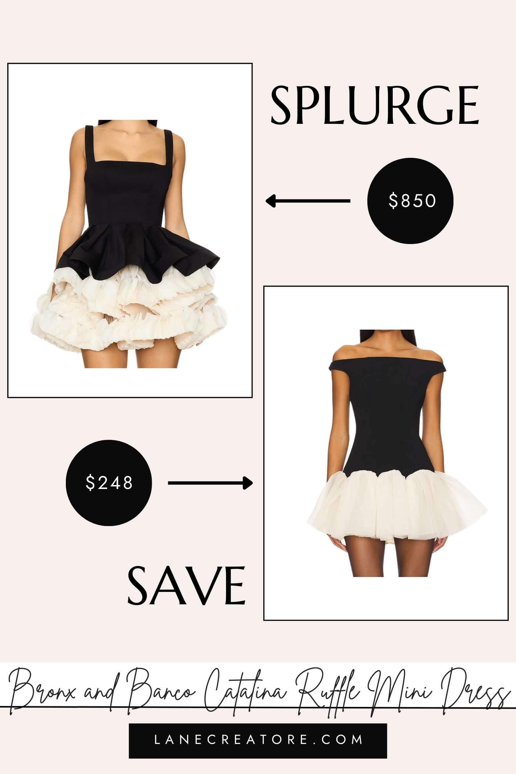 Bronx and Banco Catalina Dress dupe comparison showing original vs affordable alternative.