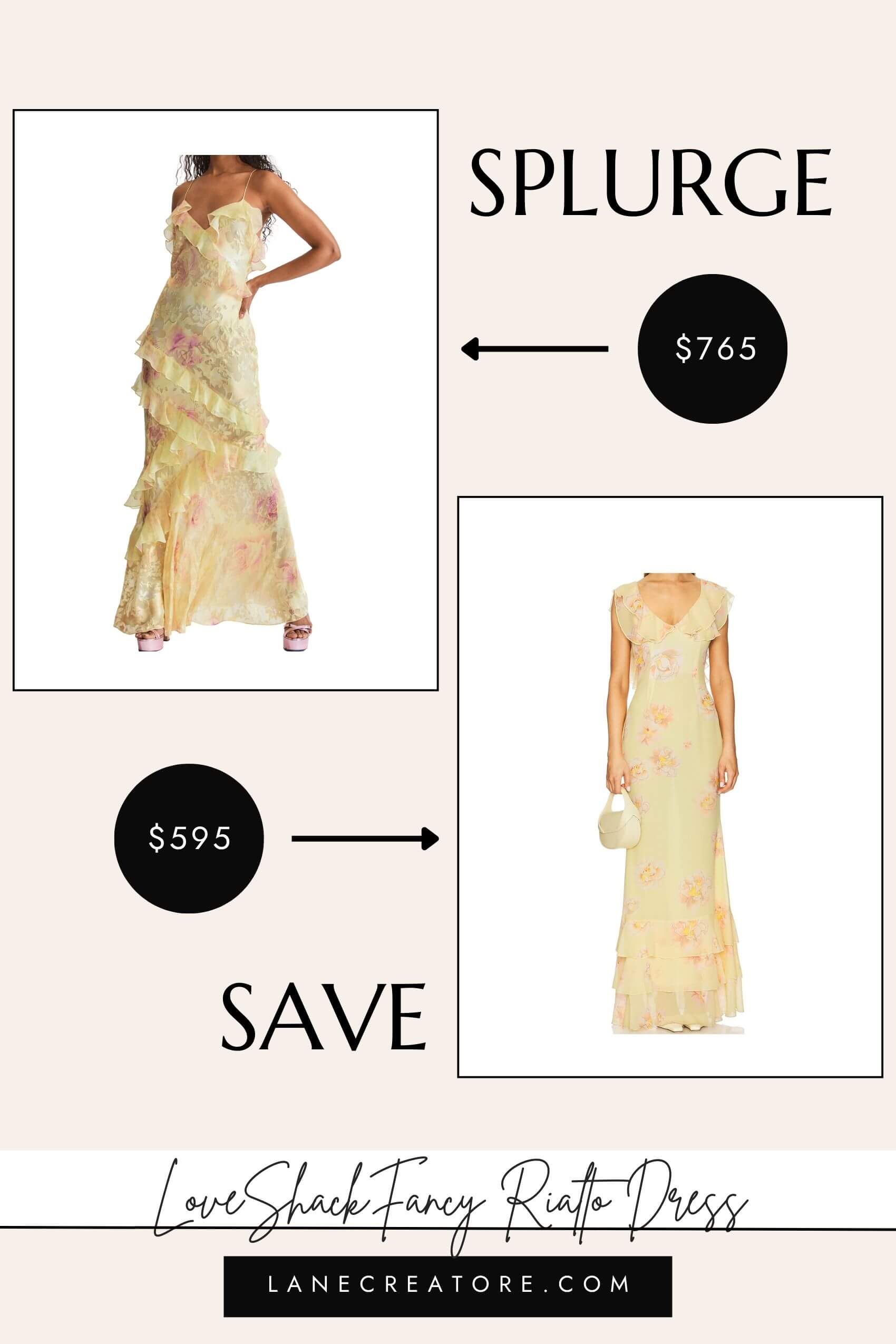 loveshackfancy rialto dress yellow dupe