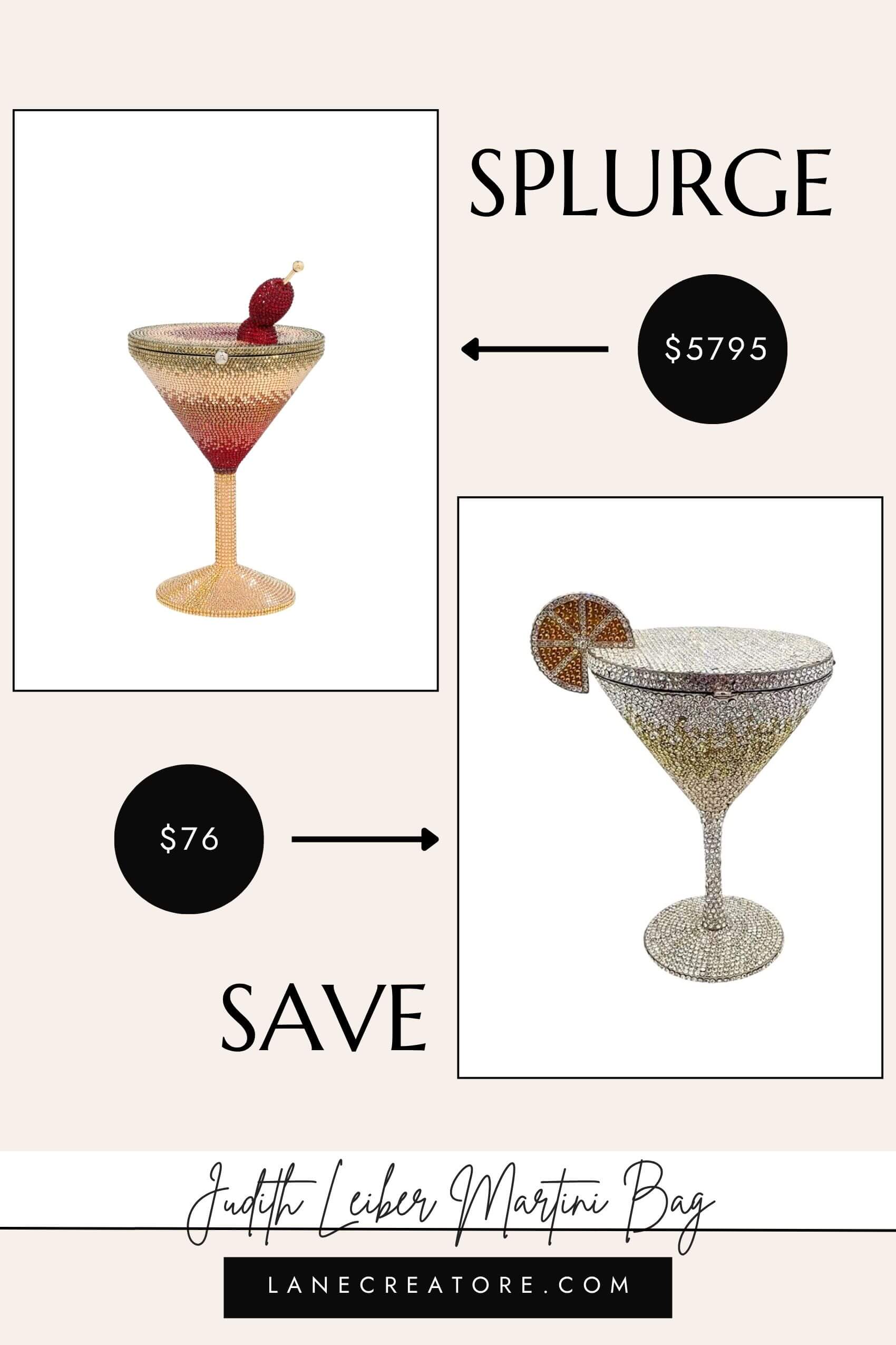 judith leiber martini glass clutch dupe