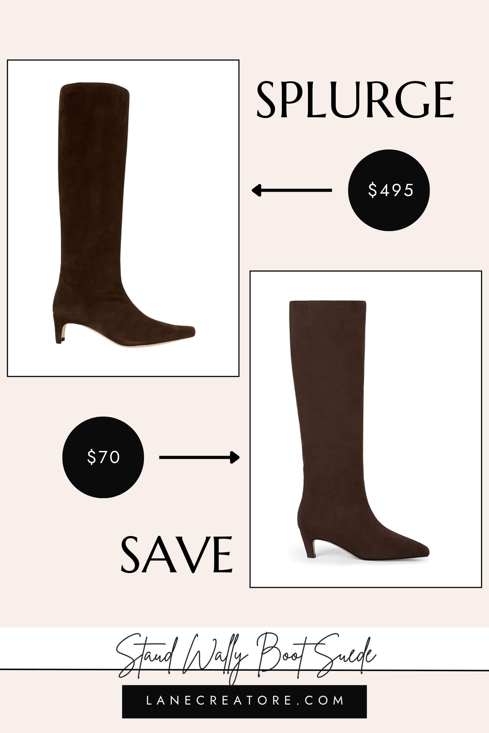 staud wally boots brown suede dupe