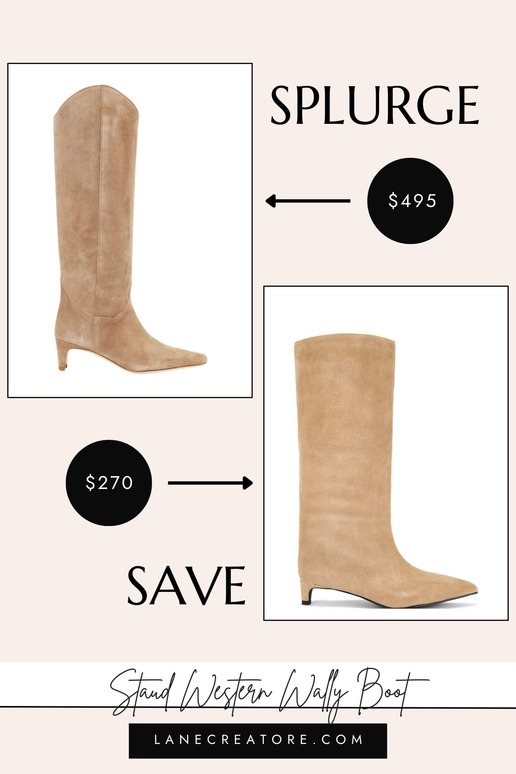 staud western wally boots suede dupe