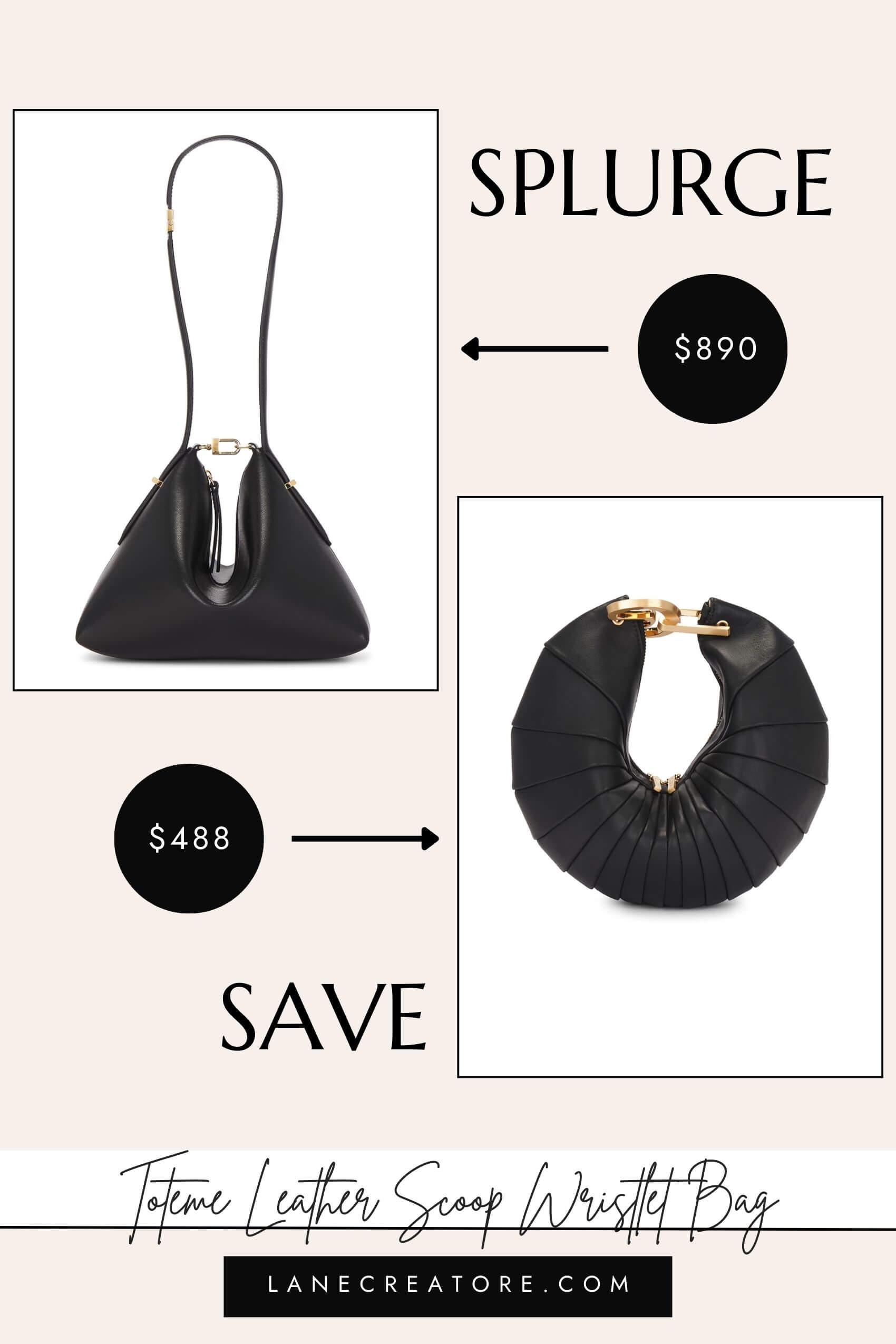 toteme leather scoop wristlet bag dupe