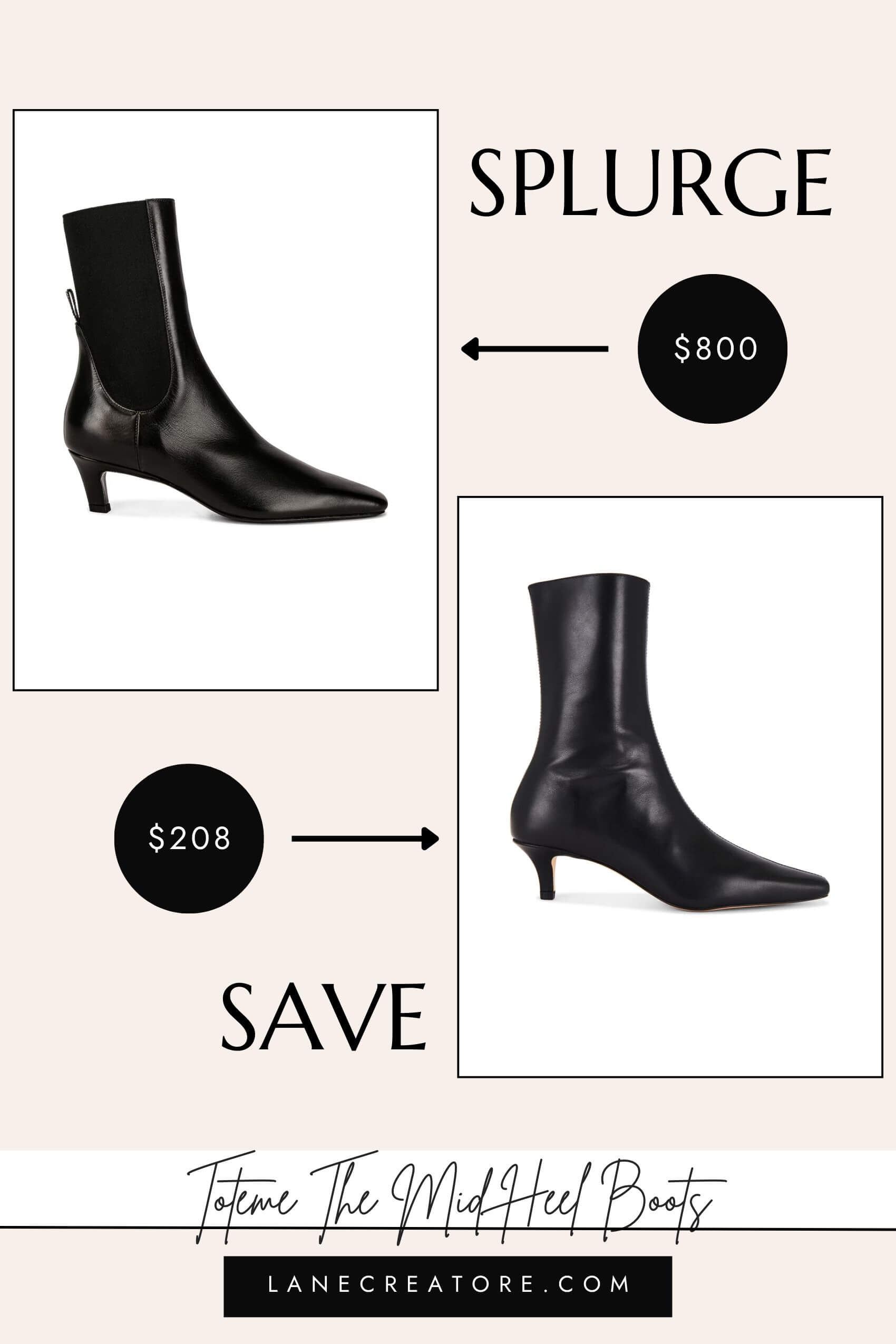 toteme mid heel boots dupe