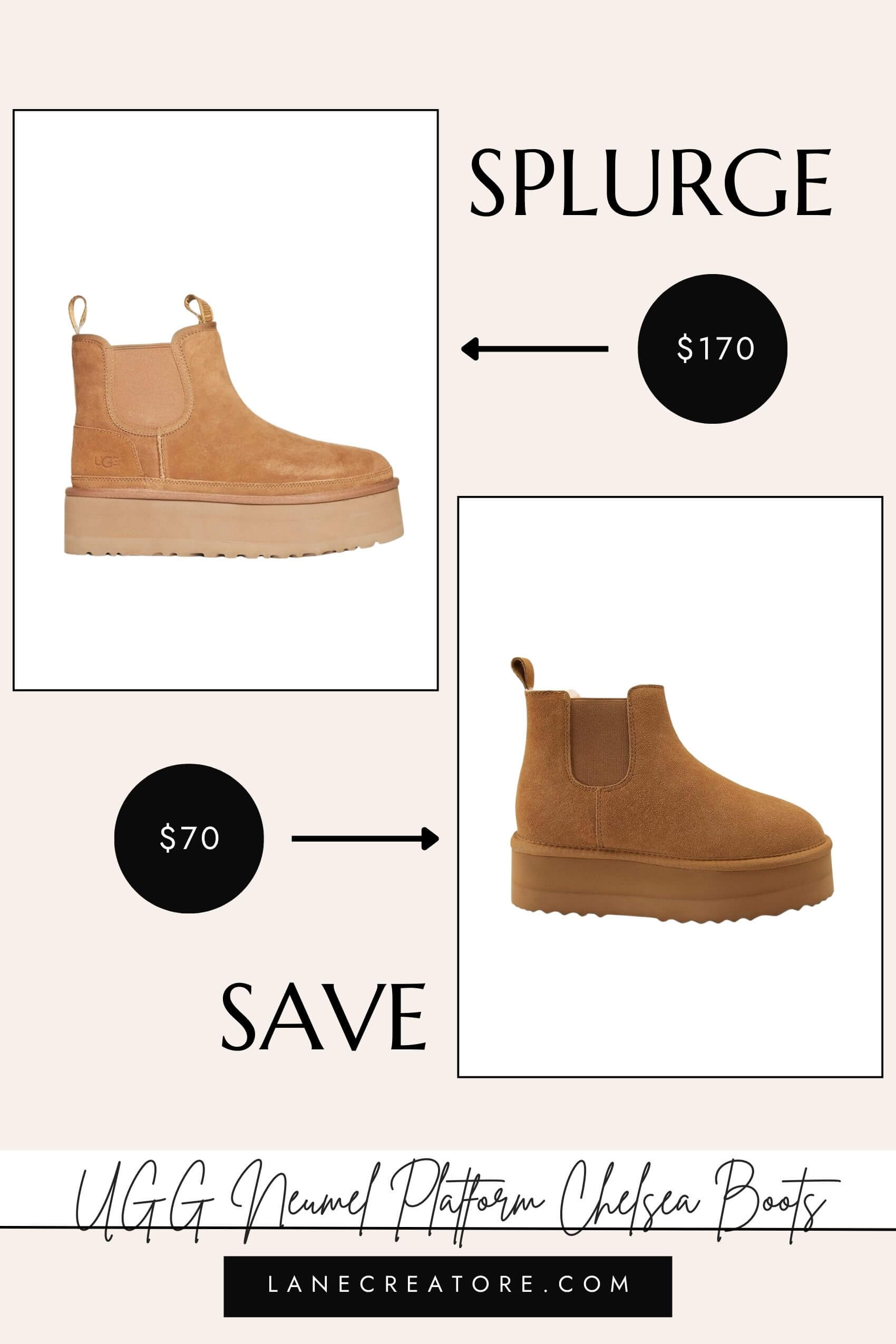 ugg neumel platform chelsea boot dupe