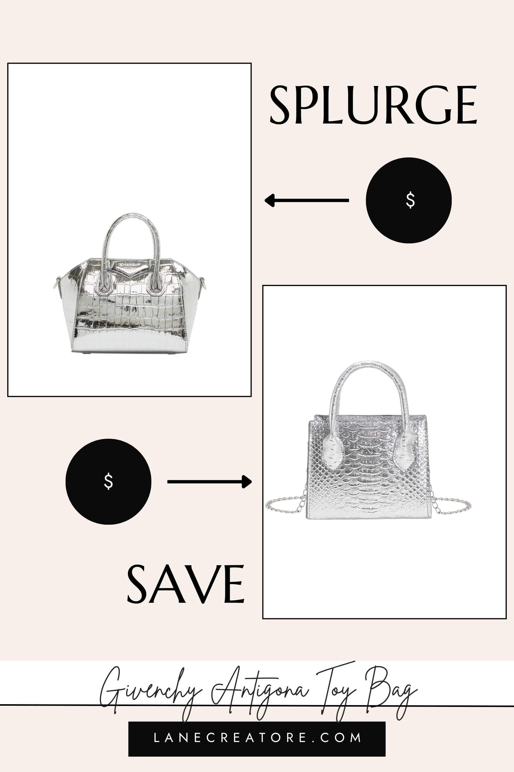 givenchy antigona toy metallic bag dupe