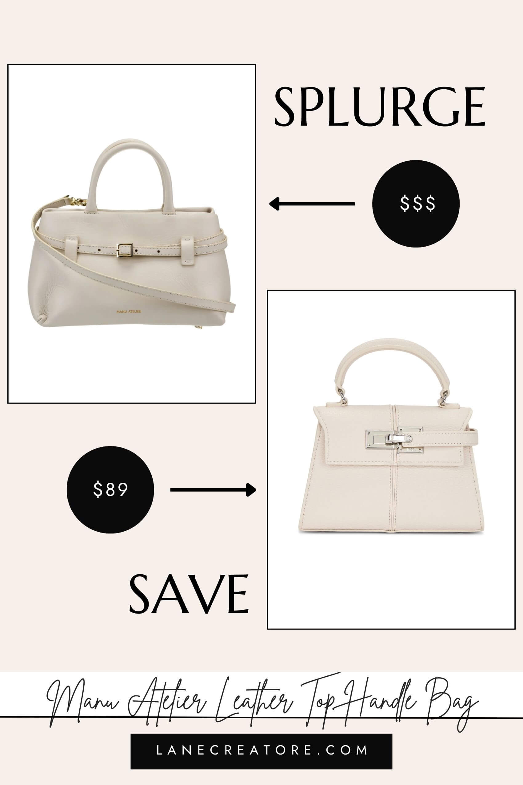 manu atelier leather top handle bag dupe