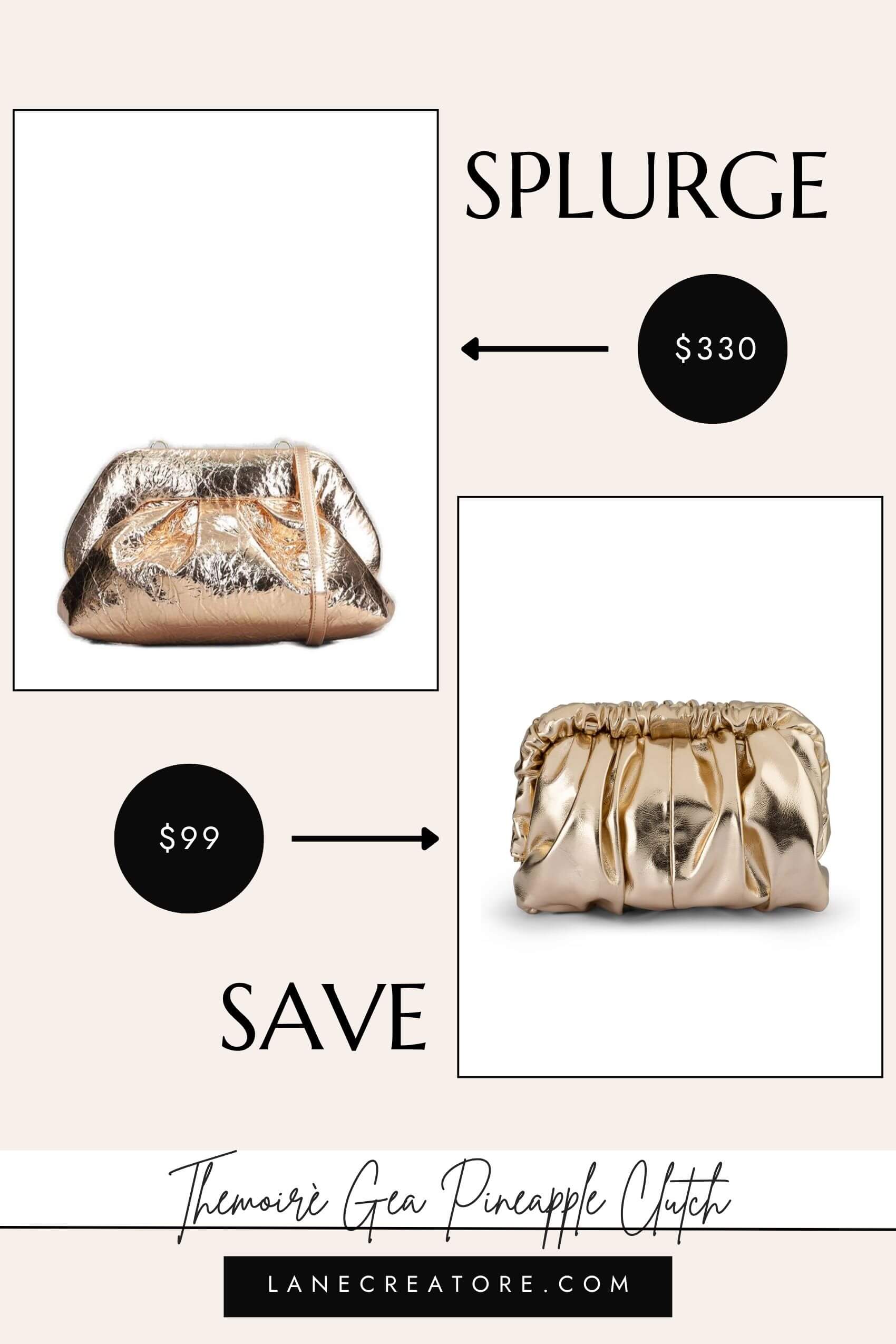 themoire gea pineapple gold clutch dupe