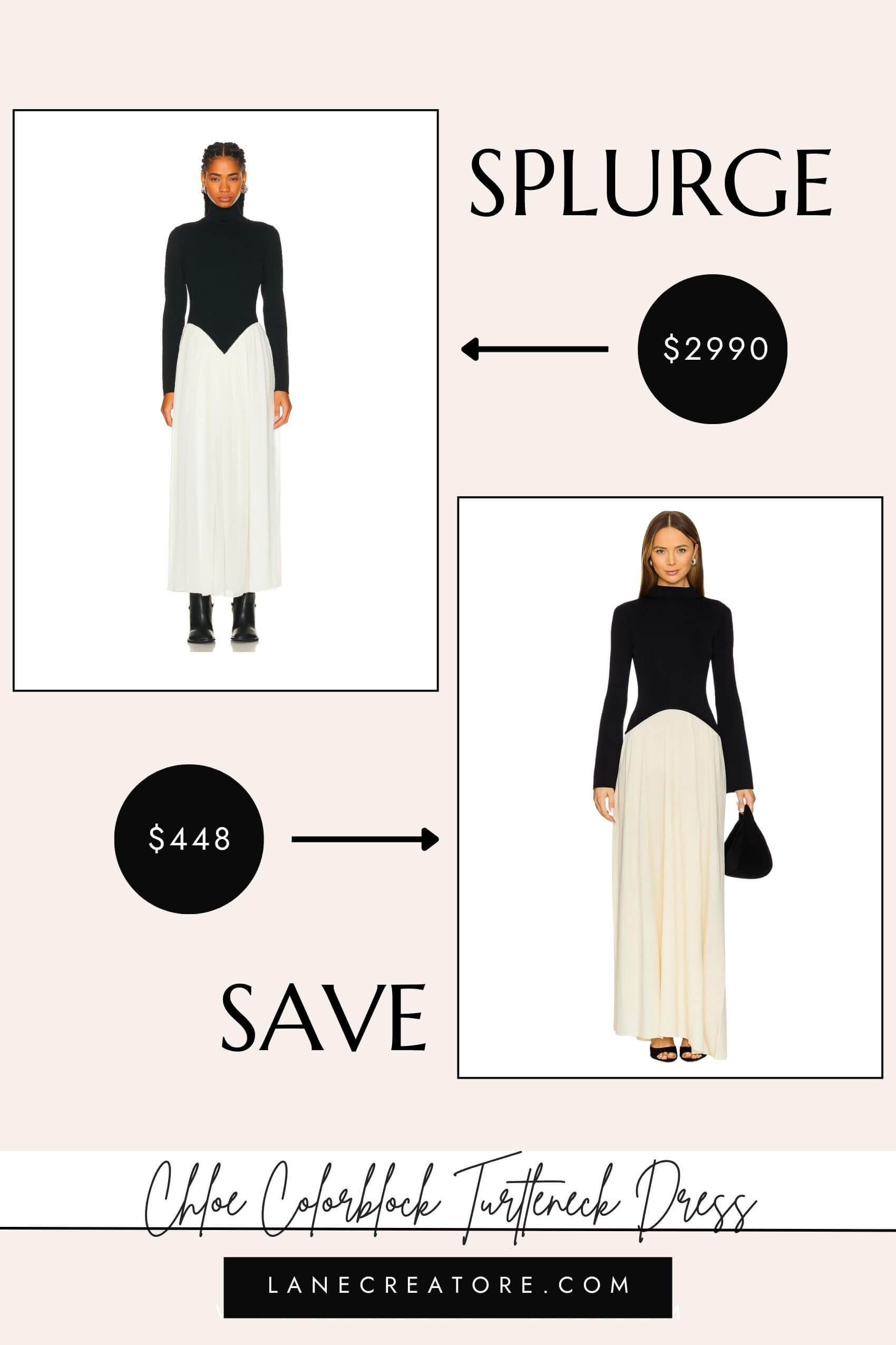 chloe colorblock turtleneck dress dupe