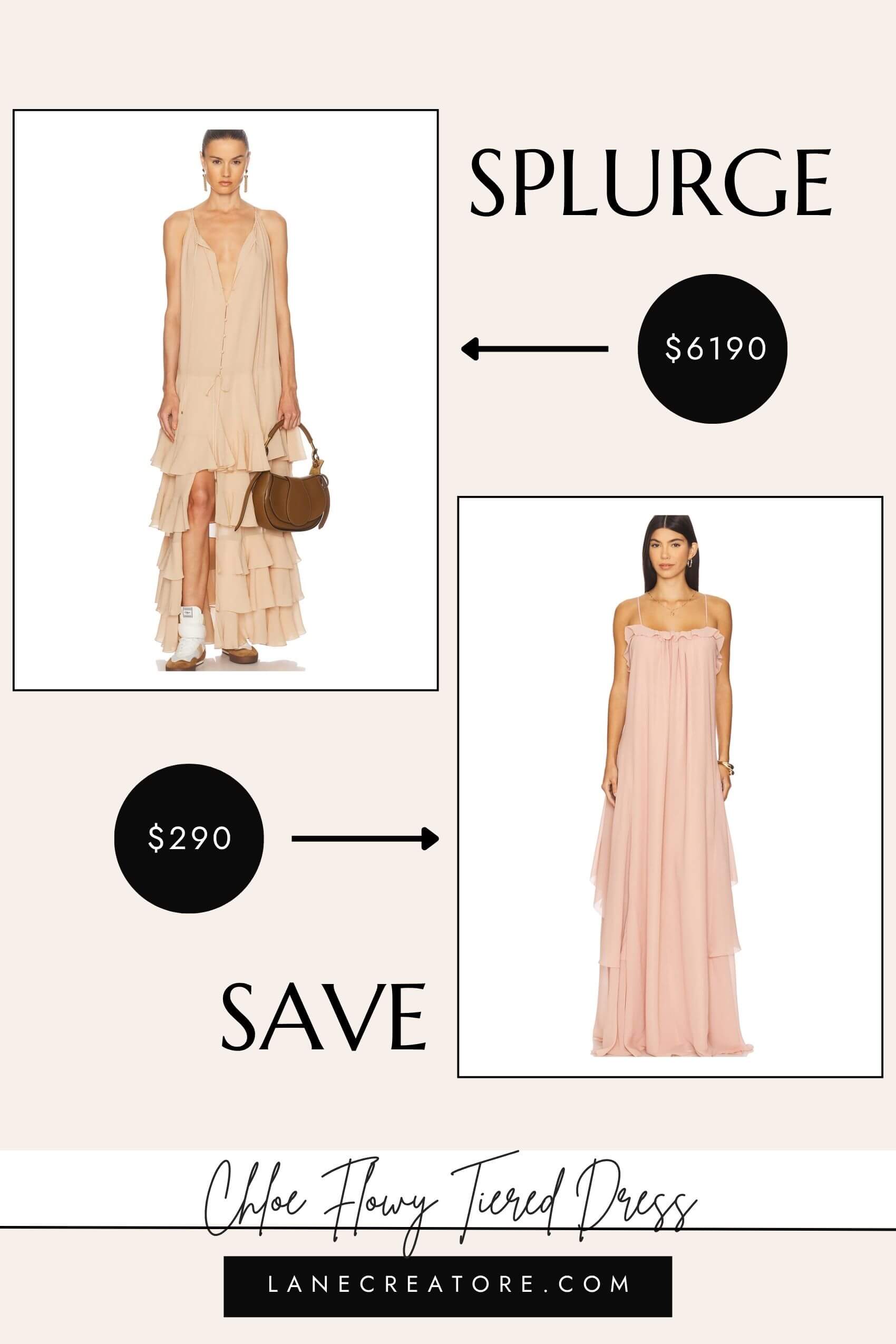chloe flowy tiered dress dupe