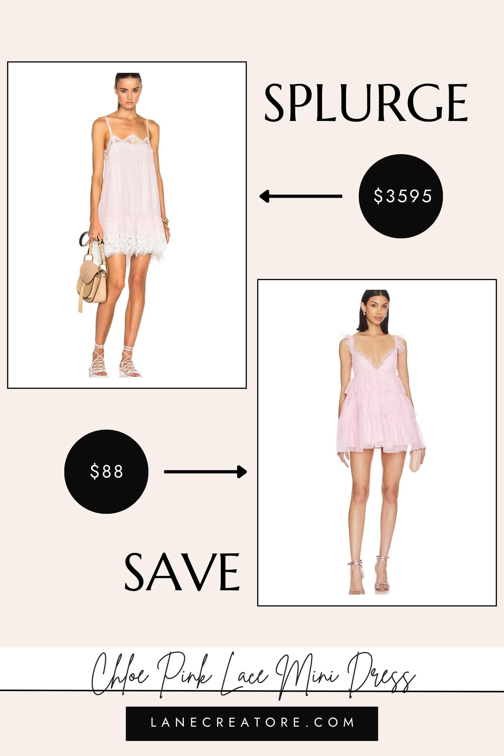 chloe pink lace mini dress dupe