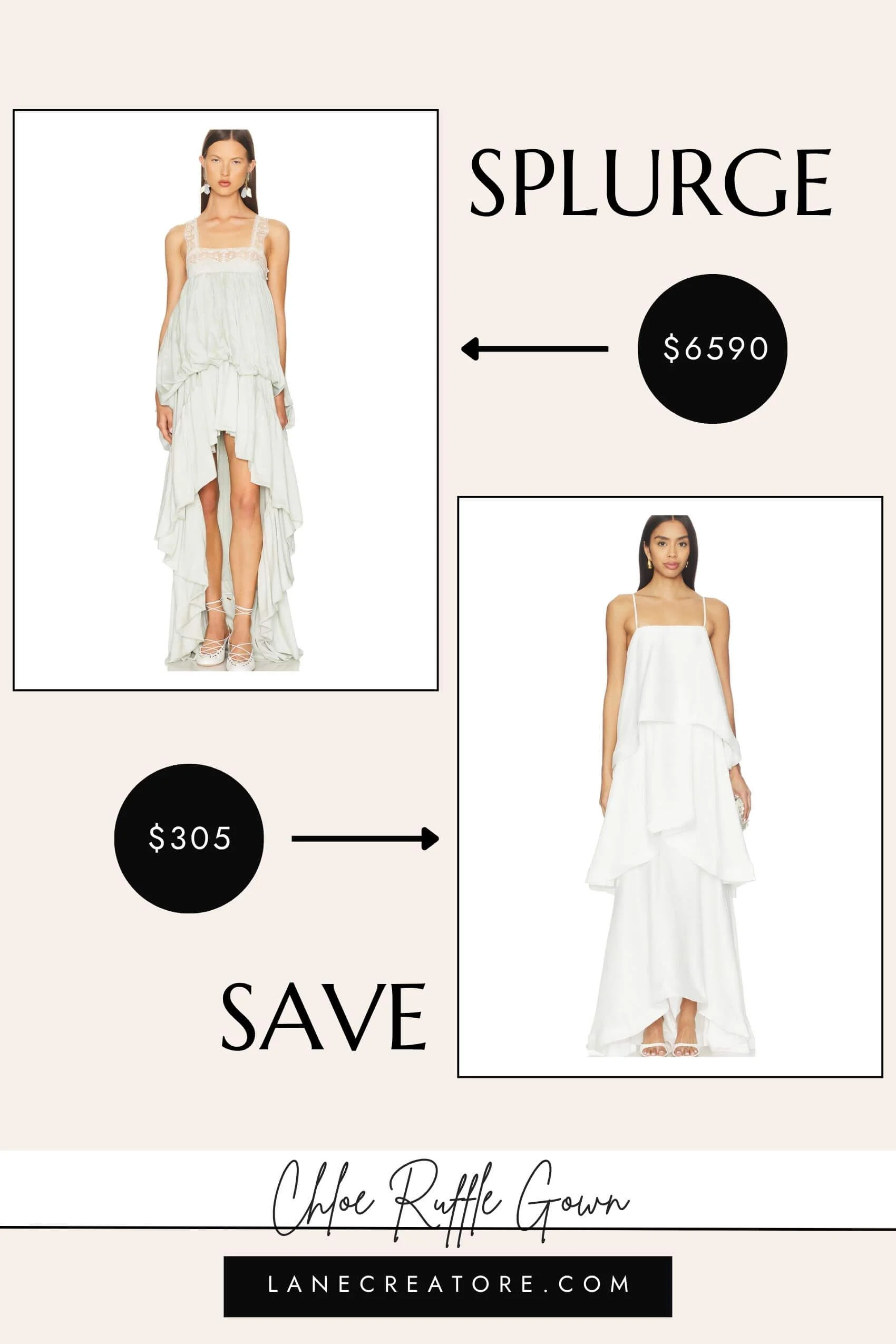 chloe ruffle gown dupe