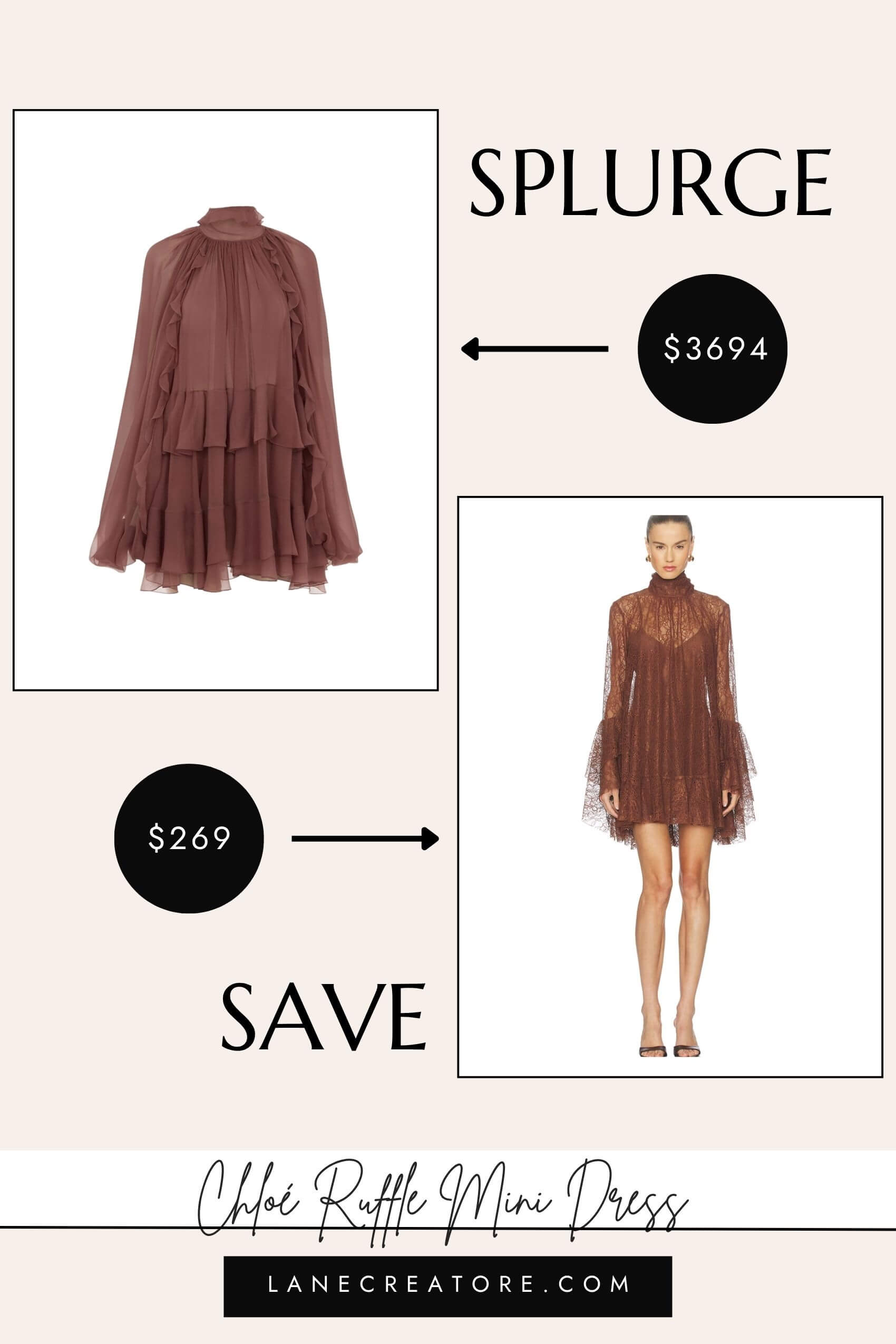 chloe ruffle mini dress dupe