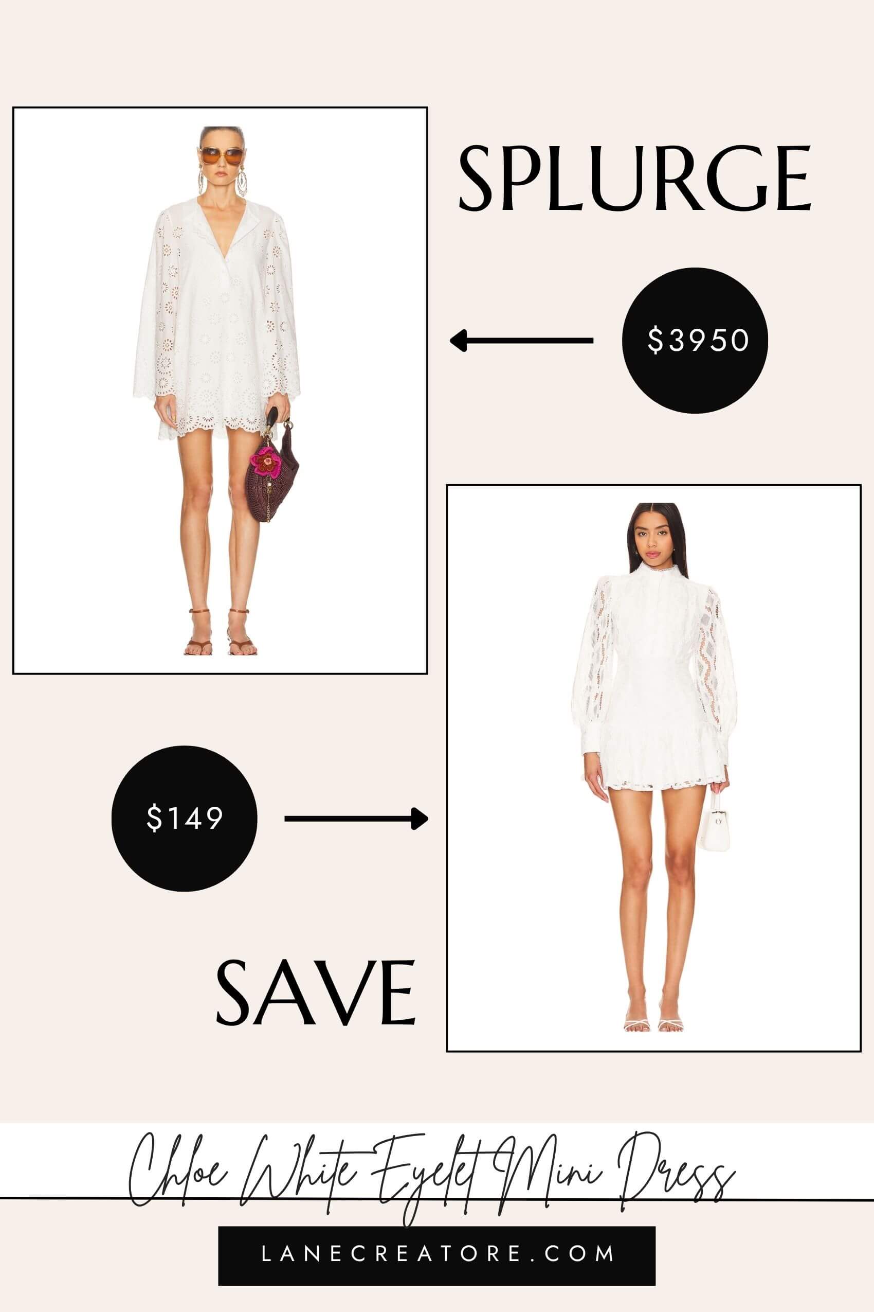 chloe white eyelet mini dress dupe
